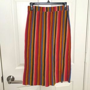 Wild Fable Pleated Striped Multicolor Midi Skirt